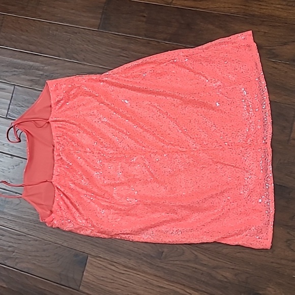 NWT 18 Centimeters Elegant Coral Sequin Mini Dress size 3X - Picture 3 of 11